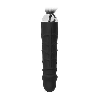 Black Whip with Realistic Silicone Dildo - Black - PlayBlue