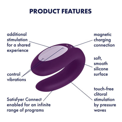 Satisfyer Double Joy Couples Bluetooth Vibrator - PlayBlue