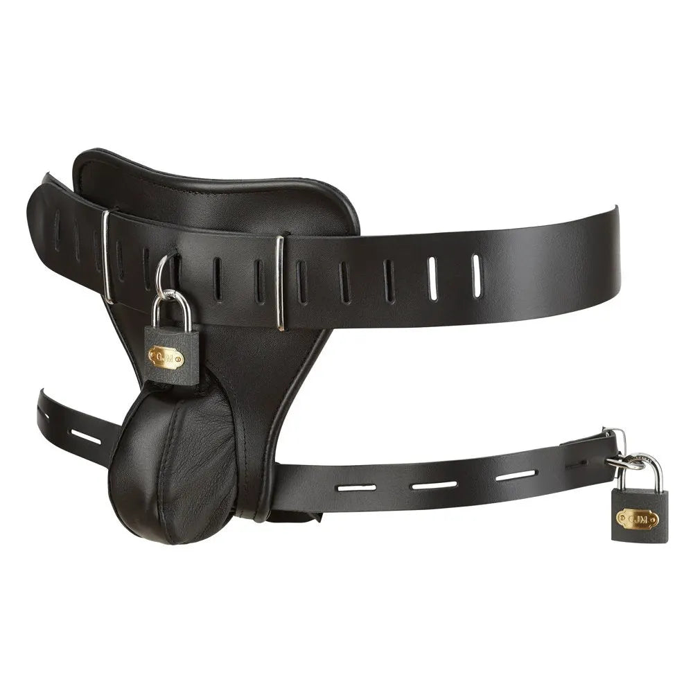 Zado - Leather Male Chastity String - Large/XL - PlayBlue
