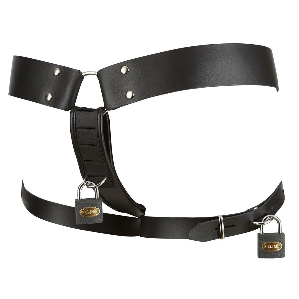 Zado - Leather Male Chastity String - Large/XL - PlayBlue