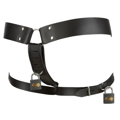 Zado - Leather Male Chastity String - Large/XL - PlayBlue