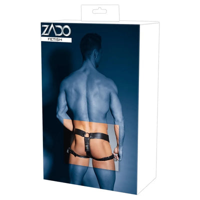 Zado - Leather Male Chastity String - Large/XL - PlayBlue