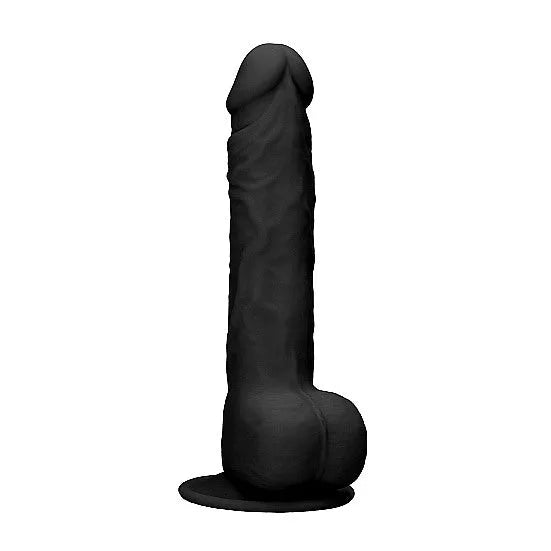 RealRock - Silicone Ultra Realistic with Balls - 9 - Black - PlayBlue