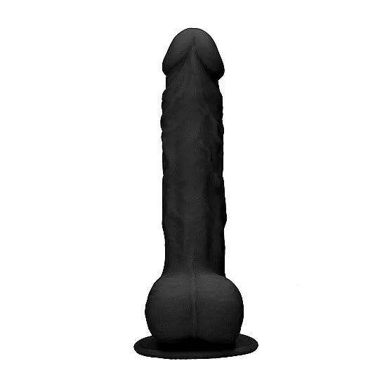 RealRock - Silicone Ultra Realistic with Balls - 9 - Black - PlayBlue