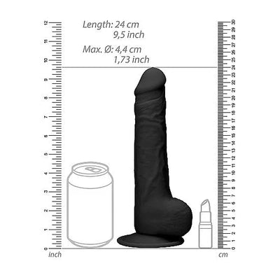 RealRock - Silicone Ultra Realistic with Balls - 9 - Black - PlayBlue