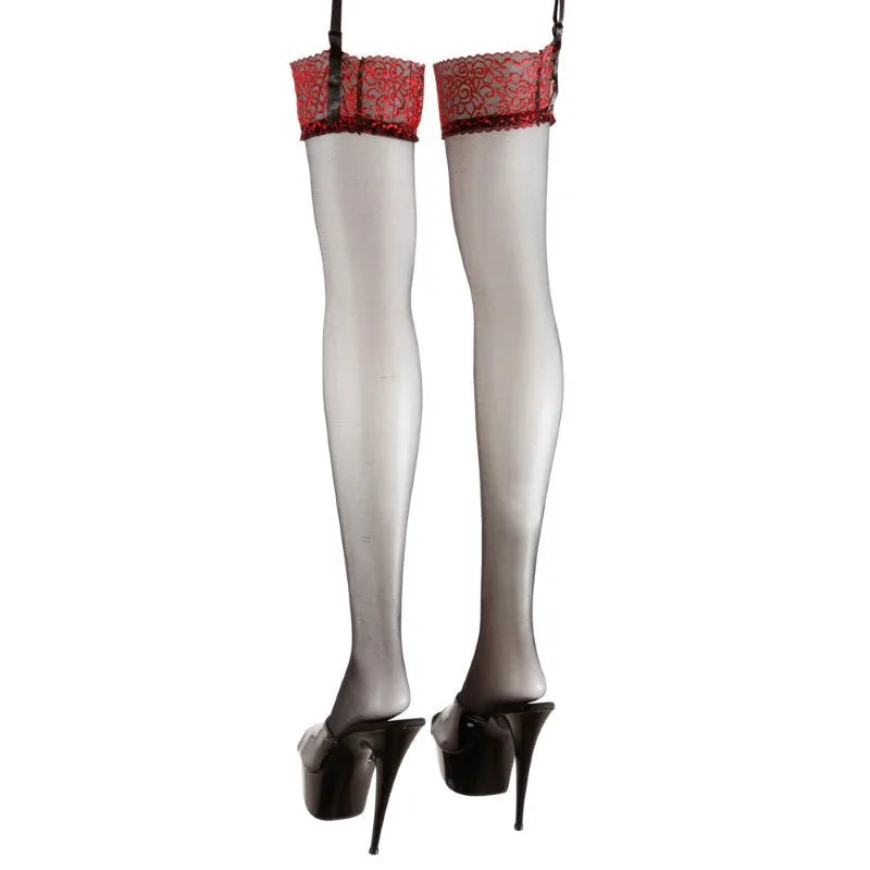 Cottelli Red Lace Suspender Stockings