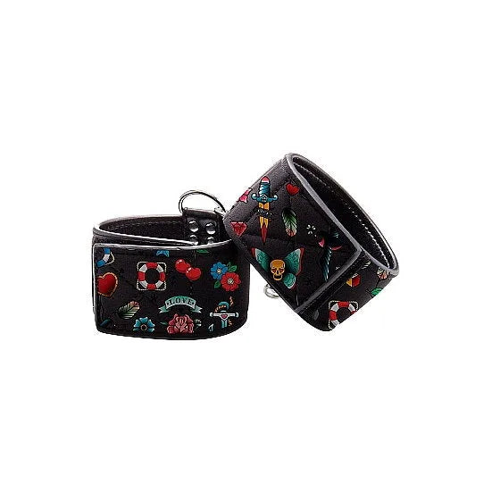 Printed Hand Cuffs - Old School Tattoo Style - PlayBlue