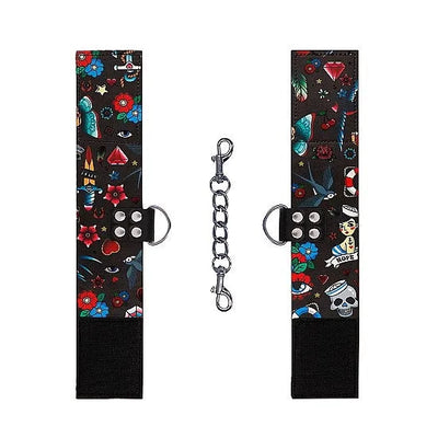Printed Hand Cuffs - Old School Tattoo Style - PlayBlue