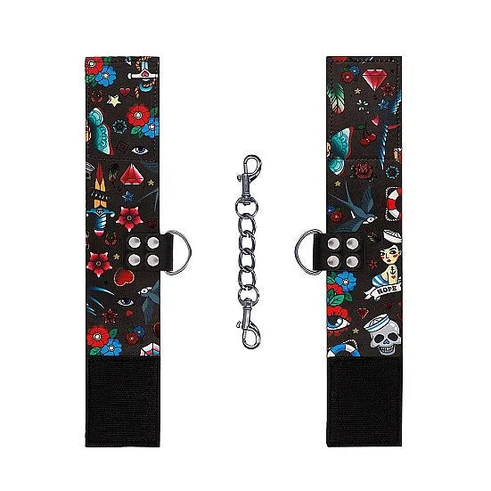 Printed Hand Cuffs - Old School Tattoo Style - PlayBlue