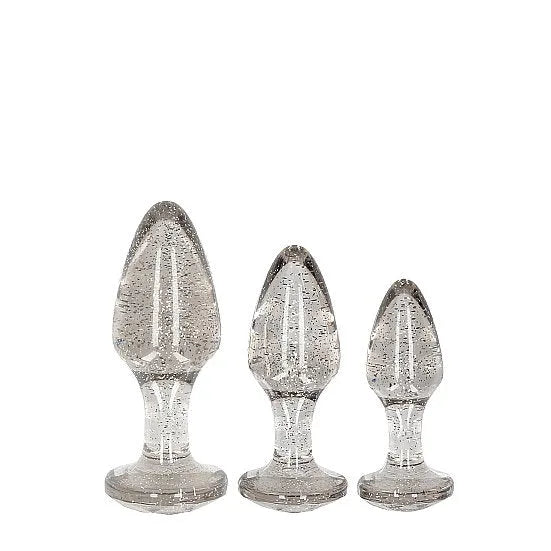 Acrylic Silverchip Butt Plug 3-Piece Set - Silver - PlayBlue