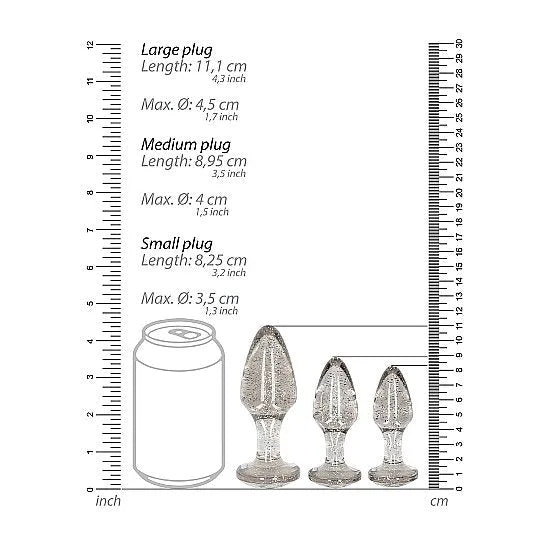 Acrylic Silverchip Butt Plug 3-Piece Set - Silver - PlayBlue