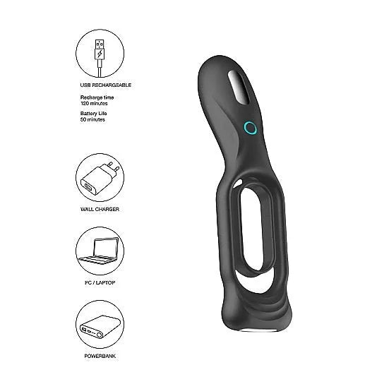 Sono - Vibrating Rechargeable Dual Silicone Cock Ring - PlayBlue