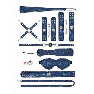 Denim Bondage Kit - Tough Denim Style - Blue - PlayBlue