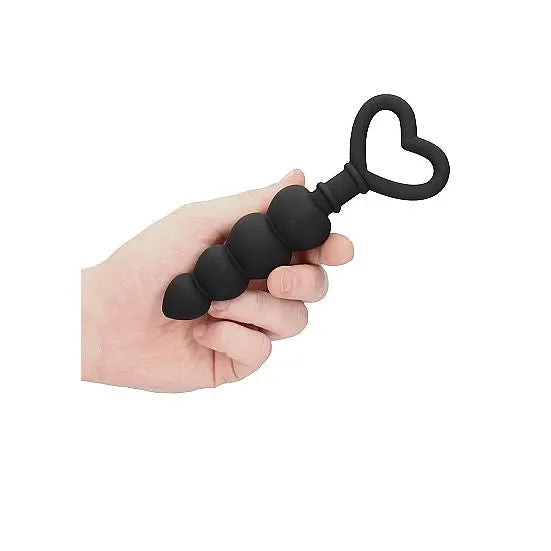 Ouch - Anal Silicone Love Beads - Black - PlayBlue