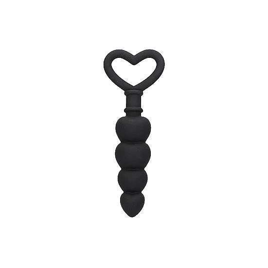 Ouch - Anal Silicone Love Beads - Black - PlayBlue