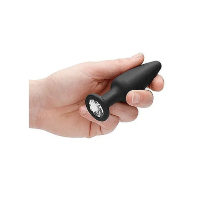 Ouch - Cone-Shaped Diamond Butt Plug - Black - PlayBlue