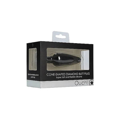 Ouch - Cone-Shaped Diamond Butt Plug - Black - PlayBlue