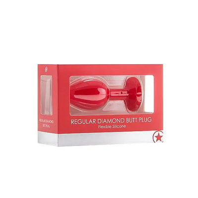 Regular Diamond Butt Plug - Red - PlayBlue