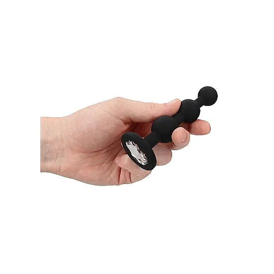 Silicone Beaded Diamond Butt Plug - Black - PlayBlue