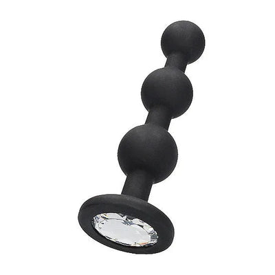 Silicone Beaded Diamond Butt Plug - Black - PlayBlue