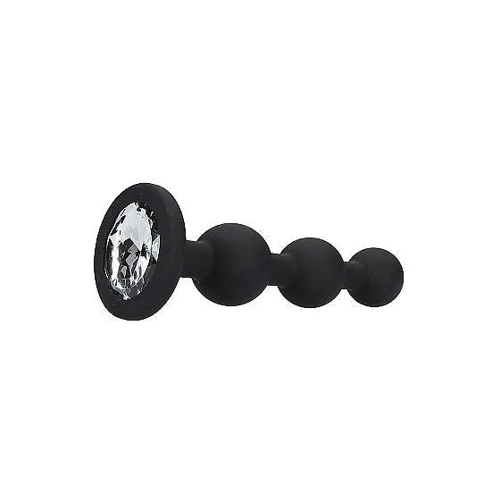Silicone Beaded Diamond Butt Plug - Black - PlayBlue