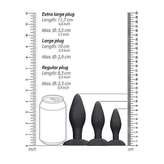 Apex Butt Solid Silicone Plug Set - Black - PlayBlue
