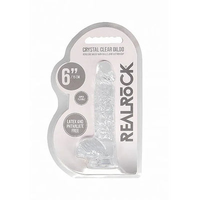RealRock - 6 Realistic Dildo With Balls - Transparent - PlayBlue