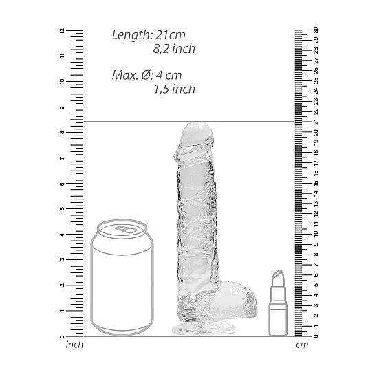 RealRock - 8 Realistic Dildo With Balls - Transparent - PlayBlue