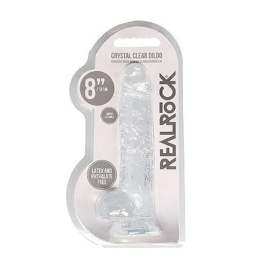 RealRock - 8" Realistic Dildo With Balls - Transparent