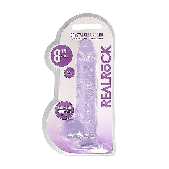 RealRock - 8" Realistic Dildo With Balls - Purple