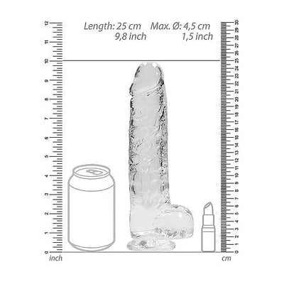 RealRock - 9 Realistic Dildo With Balls - Transparent - PlayBlue
