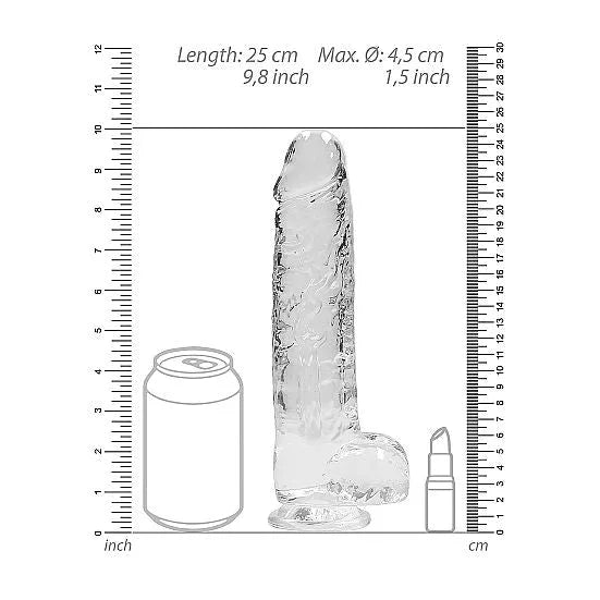 RealRock - 9 Realistic Dildo With Balls - Transparent - PlayBlue