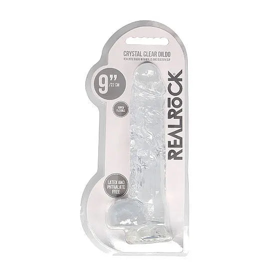 RealRock - 9 Realistic Dildo With Balls - Transparent - PlayBlue