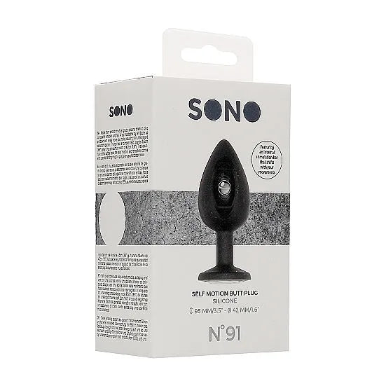 Sono - No. 91 - Self Penetrating Jewel Butt Plug - Black - PlayBlue
