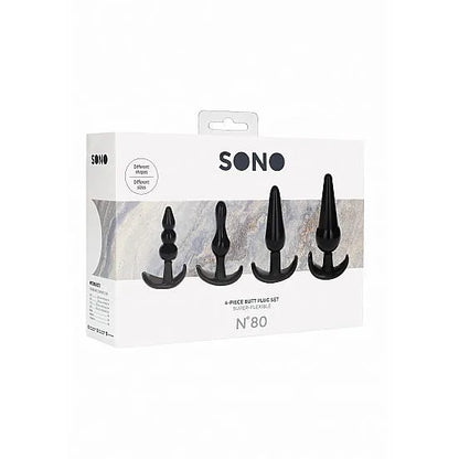 Sono - No. 80 - 4-Piece Butt Plug Set - Black