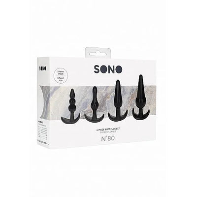 Sono - No. 80 - 4-Piece Butt Plug Set - Black - PlayBlue