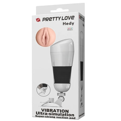 Pretty Love - Hedy Vibrating White Premium Masturbator - PlayBlue
