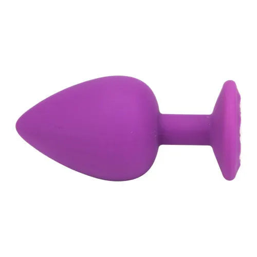 Loving Joy Jewelled Silicone Butt Plug Purple - Large - PlayBlue