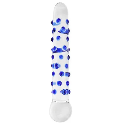 Spectrum Nubby Textured Glass Dildo - PlayBlue