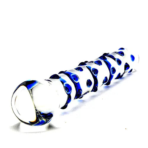 Spectrum Nubby Textured Glass Dildo - PlayBlue