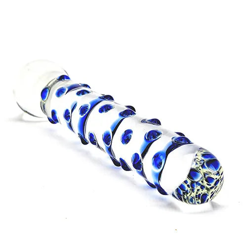 Spectrum Nubby Textured Glass Dildo - PlayBlue