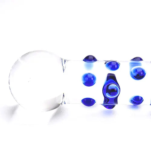 Spectrum Nubby Textured Glass Dildo - PlayBlue