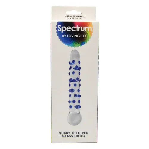 Spectrum Nubby Textured Glass Dildo - PlayBlue
