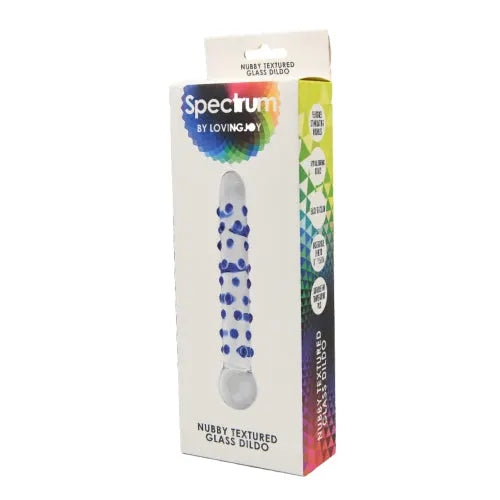 Spectrum Nubby Textured Glass Dildo - PlayBlue