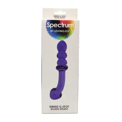 Spectrum Ribbed G-Spot Glass Dildo - PlayBlue