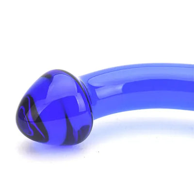 Spectrum Ribbed G-Spot Glass Dildo - PlayBlue