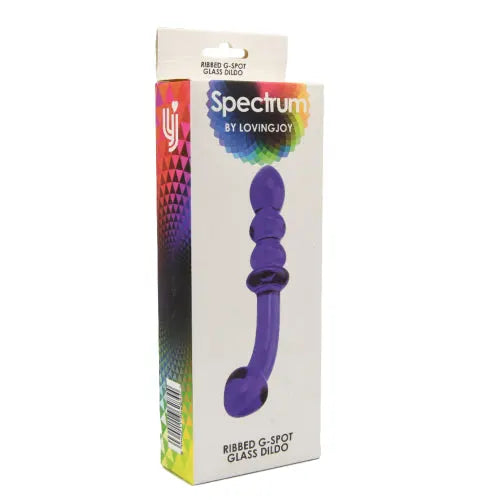 Spectrum Ribbed G-Spot Glass Dildo - PlayBlue
