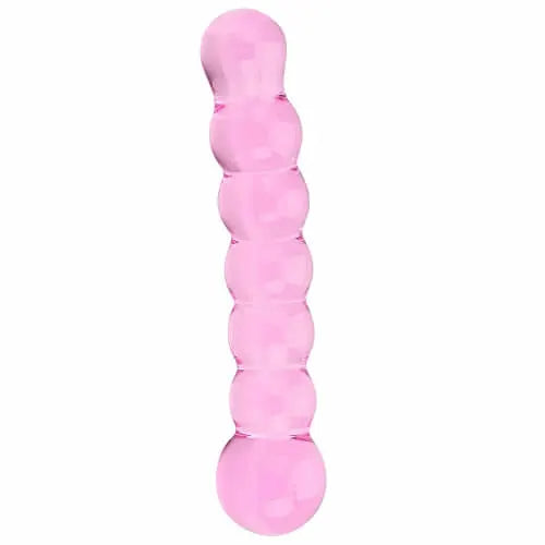 Spectrum Ribbed Glass Dildo - PlayBlue