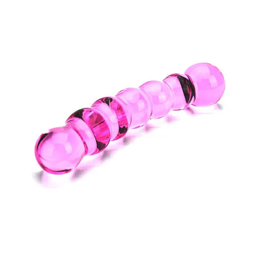 Spectrum Ribbed Glass Dildo - PlayBlue