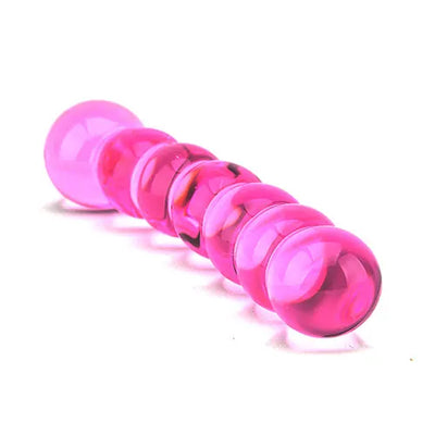 Spectrum Ribbed Glass Dildo - PlayBlue